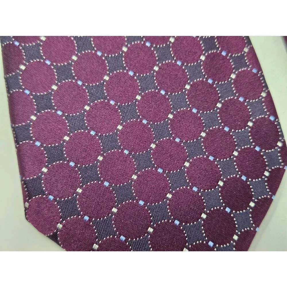CANALI SILK TIE PURPLE WOVEN SATIN FOULARD PATTERNED LUXURY 3.5